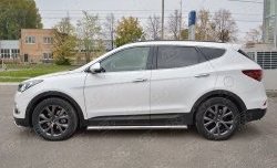 25 549 р. Защита порогов из круглой трубы диаметром 63 мм PREMIUM SLITKOFF Hyundai Santa Fe DM рестайлинг (2015-2019)  с доставкой в г. Йошкар-Ола. Увеличить фотографию 1