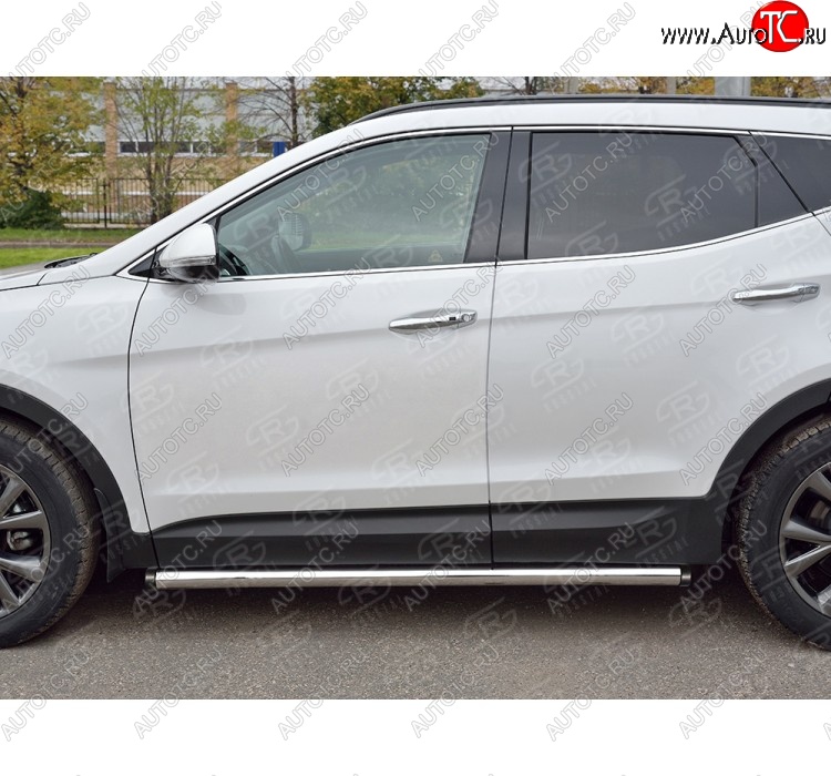 23 599 р. Защита порогов из круглой трубы диаметром 63 мм PREMIUM SLITKOFF v2 Hyundai Santa Fe DM рестайлинг (2015-2019)  с доставкой в г. Йошкар-Ола