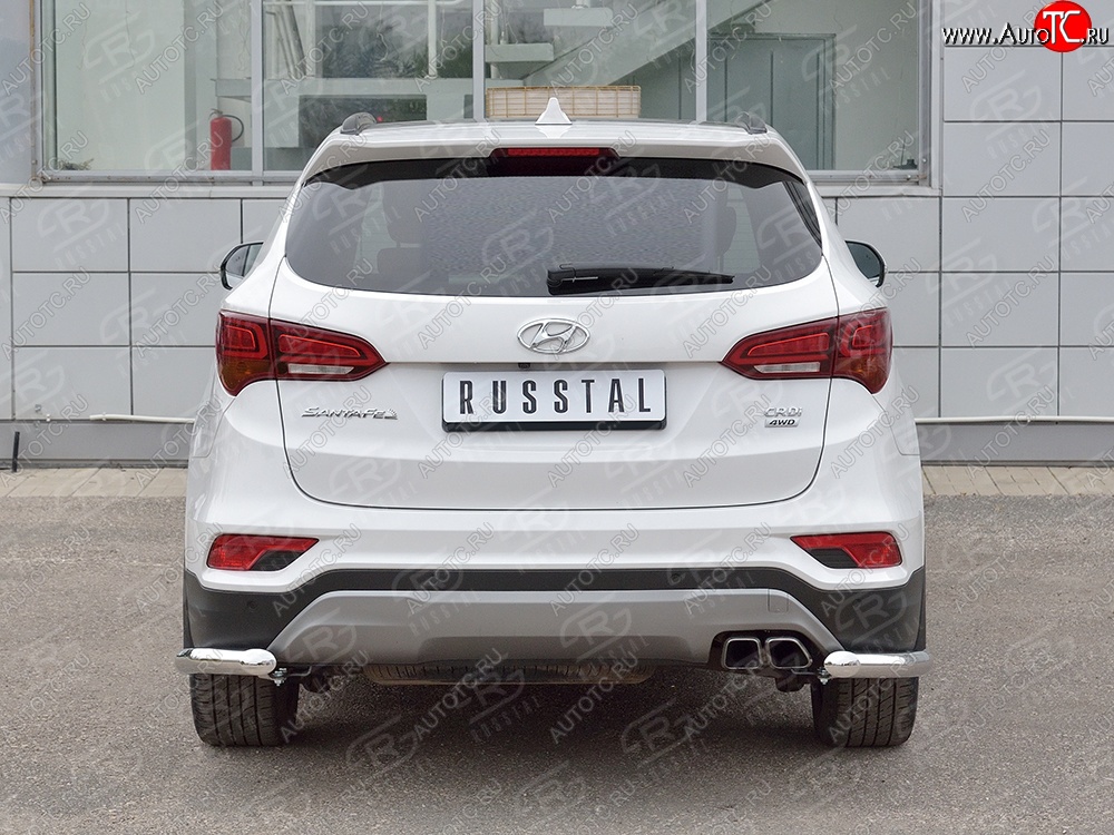 15 699 р. Защита заднего бампера (Ø63 мм уголки, нержавейка, Premium) SLITKOFF  Hyundai Santa Fe  DM (2015-2019) рестайлинг  с доставкой в г. Йошкар-Ола