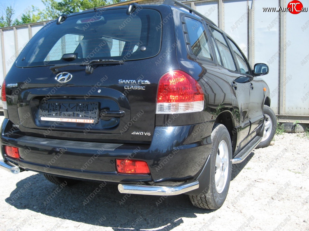 5 699 р. Защита заднего бампера из уголков d57 Slitkoff Hyundai Santa Fe SM (2000-2012) (Цвет: серебристый)  с доставкой в г. Йошкар-Ола