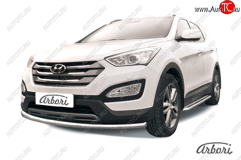 12 149 р. Защита переднего бампера Arbori (нержавейка, 1 труба d57 mm). Hyundai Santa Fe DM дорестайлинг (2012-2016)  с доставкой в г. Йошкар-Ола