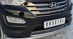 17 999 р. Защита переднего бампера (2 трубыØ76 и 42 мм, нержавейка) SLITKOFF Hyundai Santa Fe DM дорестайлинг (2012-2016)  с доставкой в г. Йошкар-Ола. Увеличить фотографию 2