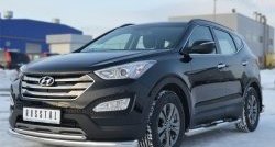 17 999 р. Защита переднего бампера (2 трубыØ76 и 42 мм, нержавейка) SLITKOFF Hyundai Santa Fe DM дорестайлинг (2012-2016)  с доставкой в г. Йошкар-Ола. Увеличить фотографию 4