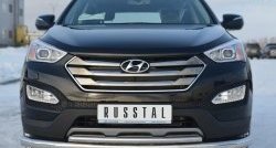 17 999 р. Защита переднего бампера (2 трубыØ76 и 42 мм, нержавейка) SLITKOFF Hyundai Santa Fe DM дорестайлинг (2012-2016)  с доставкой в г. Йошкар-Ола. Увеличить фотографию 1