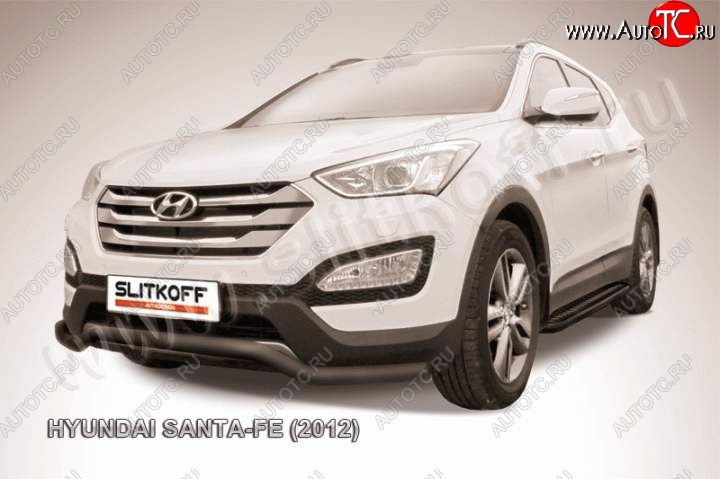 11 999 р. Защита переднего бампера из трубы d57 Slitkoff Hyundai Santa Fe DM дорестайлинг (2012-2016) (Цвет: серебристый)  с доставкой в г. Йошкар-Ола