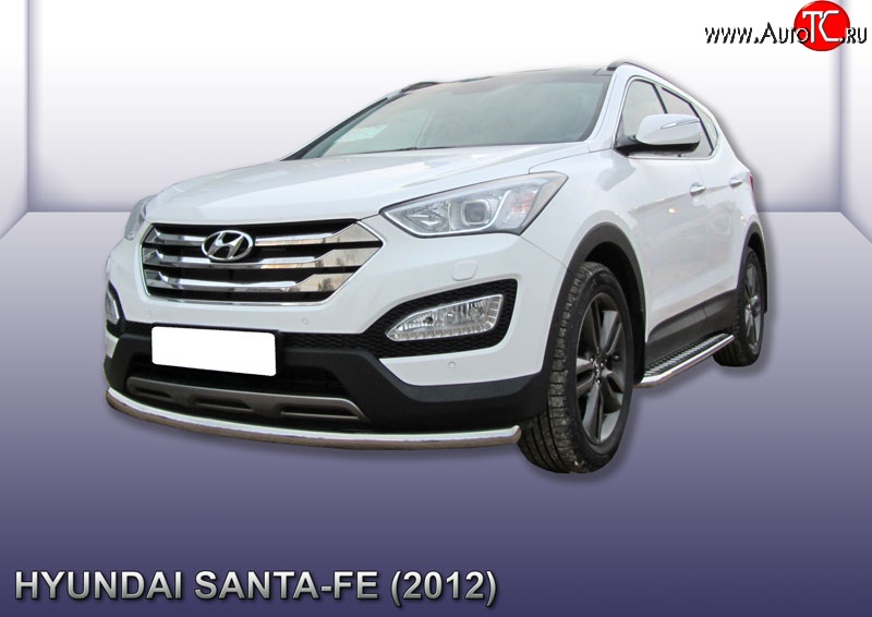 13 649 р. Одинарная защита переднего бампера из трубы диаметром 57 мм Slitkoff Hyundai Santa Fe DM дорестайлинг (2012-2016) (Нержавейка, Полированная)  с доставкой в г. Йошкар-Ола