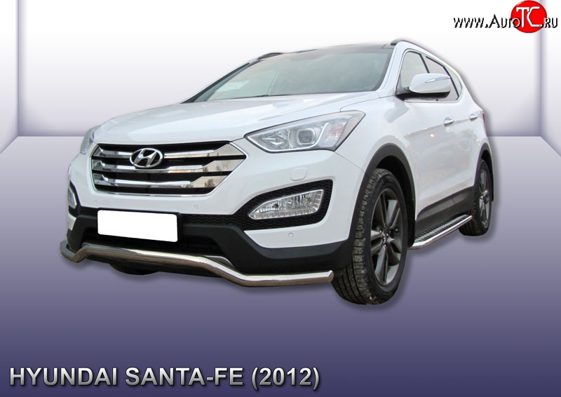 16 999 р. Фигурная защита переднего бампера диаметром 57 мм Slitkoff Hyundai Santa Fe DM дорестайлинг (2012-2016) (Нержавейка, Полированная)  с доставкой в г. Йошкар-Ола