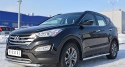 14 849 р. Защита порогов из круглой трубы диаметром 63 мм Russtal Hyundai Santa Fe DM дорестайлинг (2012-2016) (Защита порогов с со скосами на торцах (вариант 1))  с доставкой в г. Йошкар-Ола. Увеличить фотографию 8