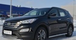 14 849 р. Защита порогов из круглой трубы диаметром 63 мм Russtal Hyundai Santa Fe DM дорестайлинг (2012-2016) (Защита порогов с со скосами на торцах (вариант 1))  с доставкой в г. Йошкар-Ола. Увеличить фотографию 9