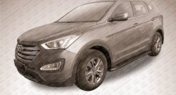 19 449 р. Алюминиевые пороги Slitkoff Optima Black Hyundai Santa Fe DM дорестайлинг (2012-2016)  с доставкой в г. Йошкар-Ола. Увеличить фотографию 2