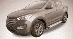 19 449 р. Алюминиевые пороги Slitkoff Optima Silver Hyundai Santa Fe DM дорестайлинг (2012-2016)  с доставкой в г. Йошкар-Ола. Увеличить фотографию 2