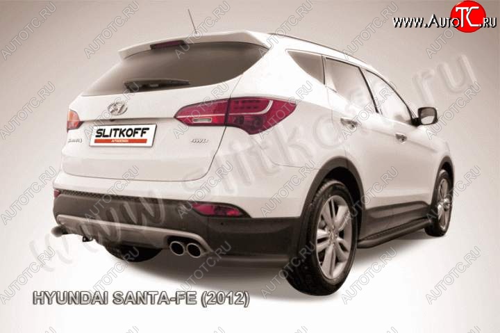 9 549 р. Защита заднего бампера из уголков d57 Slitkoff Hyundai Santa Fe DM дорестайлинг (2012-2016) (Цвет: серебристый)  с доставкой в г. Йошкар-Ола