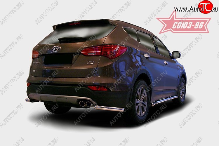 9 539 р. Защита заднего бампера из боковых уголков Souz-96 (d60) Hyundai Santa Fe DM дорестайлинг (2012-2016)  с доставкой в г. Йошкар-Ола