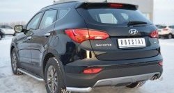 12 999 р. Защита заднего бампера (Ø63 мм уголки, нержавейка) SLITKOFF  Hyundai Santa Fe  DM (2012-2016) дорестайлинг  с доставкой в г. Йошкар-Ола. Увеличить фотографию 4