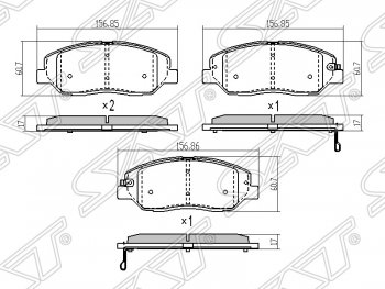 1 199 р. Колодки тормозные SAT (передние)  Hyundai Santa Fe  CM (2006-2012), KIA Sorento  XM (2009-2015)  с доставкой в г. Йошкар-Ола. Увеличить фотографию 1