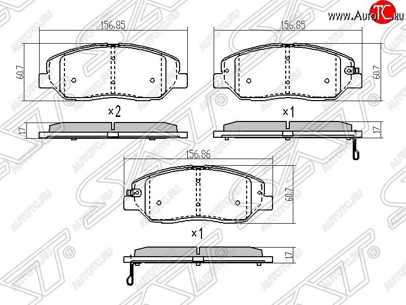 1 199 р. Колодки тормозные SAT (передние)  Hyundai Santa Fe  CM (2006-2012), KIA Sorento  XM (2009-2015)  с доставкой в г. Йошкар-Ола