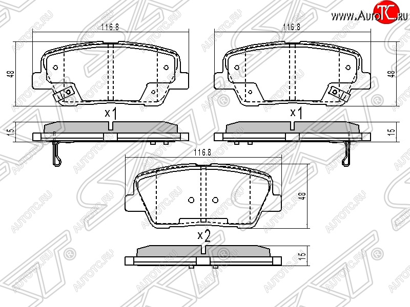 1 079 р. Колодки тормозные SAT (задние)  Hyundai Santa Fe  CM (2009-2012) рестайлинг  с доставкой в г. Йошкар-Ола