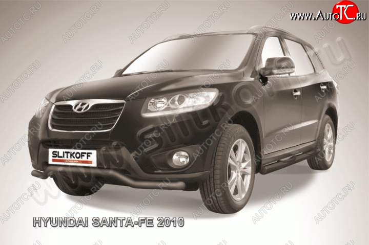 9 399 р. Защита переднего бампера из трубы d57 Slitkoff (волна)  Hyundai Santa Fe  CM (2009-2012) рестайлинг (Цвет: серебристый)  с доставкой в г. Йошкар-Ола