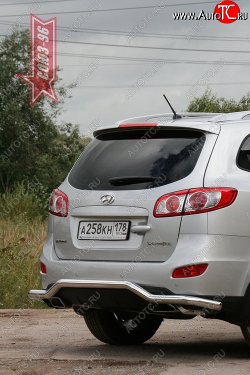 11 159 р. Защита заднего бампера Souz-96 (d60) Hyundai Santa Fe CM рестайлинг (2009-2012)  с доставкой в г. Йошкар-Ола