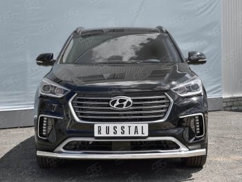 13 299 р. Одинарная защита переднего бампера диаметром 63 мм SLITKOFF  Hyundai Grand Santa Fe  1 DM (2016-2018) рестайлинг  с доставкой в г. Йошкар-Ола. Увеличить фотографию 3