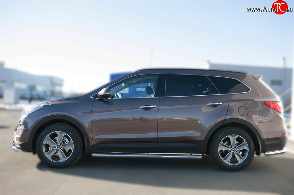 26 999 р. Широкая защита порогов SLITKOFF  Hyundai Grand Santa Fe  1 DM (2013-2016) дорестайлинг  с доставкой в г. Йошкар-Ола