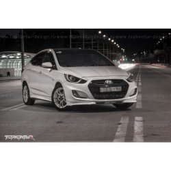 2 899 р. Накладка на передний бампер TopKontur Design v2 Hyundai Solaris RBr седан дорестайлинг (2010-2014) (Неокрашенная)  с доставкой в г. Йошкар-Ола. Увеличить фотографию 12