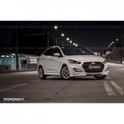 2 899 р. Накладка на передний бампер TopKontur Design v2 Hyundai Solaris RBr седан дорестайлинг (2010-2014) (Неокрашенная)  с доставкой в г. Йошкар-Ола. Увеличить фотографию 13