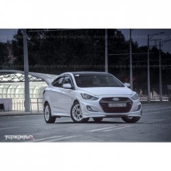 2 899 р. Накладка на передний бампер TopKontur Design v2 Hyundai Solaris RBr седан дорестайлинг (2010-2014) (Неокрашенная)  с доставкой в г. Йошкар-Ола. Увеличить фотографию 15