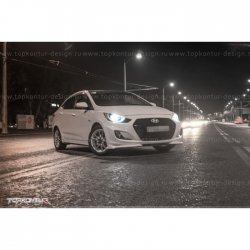 2 899 р. Накладка на передний бампер TopKontur Design v2 Hyundai Solaris RBr седан дорестайлинг (2010-2014) (Неокрашенная)  с доставкой в г. Йошкар-Ола. Увеличить фотографию 6