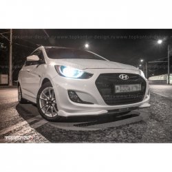 2 899 р. Накладка на передний бампер TopKontur Design v2 Hyundai Solaris RBr седан дорестайлинг (2010-2014) (Неокрашенная)  с доставкой в г. Йошкар-Ола. Увеличить фотографию 8