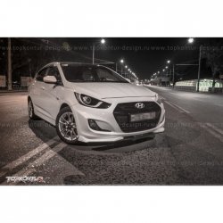 2 899 р. Накладка на передний бампер TopKontur Design v2 Hyundai Solaris RBr седан дорестайлинг (2010-2014) (Неокрашенная)  с доставкой в г. Йошкар-Ола. Увеличить фотографию 9