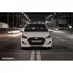 2 899 р. Накладка на передний бампер TopKontur Design v2 Hyundai Solaris RBr седан дорестайлинг (2010-2014) (Неокрашенная)  с доставкой в г. Йошкар-Ола. Увеличить фотографию 11