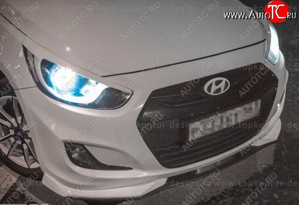 2 899 р. Накладка на передний бампер TopKontur Design v2 Hyundai Solaris RBr седан дорестайлинг (2010-2014) (Неокрашенная)  с доставкой в г. Йошкар-Ола