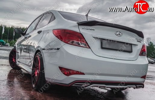 8 999 р. Накладка на задний бампер TopKontur Design Hyundai Solaris RBr седан дорестайлинг (2010-2014) (Неокрашенная)  с доставкой в г. Йошкар-Ола