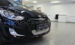 1 539 р. Сетка на бампер Russtal (хром) Hyundai Solaris RBr седан дорестайлинг (2010-2014)  с доставкой в г. Йошкар-Ола. Увеличить фотографию 5