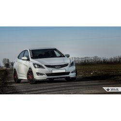 4 499 р. Накладка на передний бампер TopKontur Design Hyundai Solaris RBr седан рестайлинг (2014-2017) (Глянец под окраску, Неокрашенная)  с доставкой в г. Йошкар-Ола. Увеличить фотографию 3