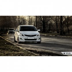 4 499 р. Накладка на передний бампер TopKontur Design Hyundai Solaris RBr седан рестайлинг (2014-2017) (Глянец под окраску, Неокрашенная)  с доставкой в г. Йошкар-Ола. Увеличить фотографию 4