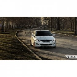 4 499 р. Накладка на передний бампер TopKontur Design Hyundai Solaris RBr седан рестайлинг (2014-2017) (Глянец под окраску, Неокрашенная)  с доставкой в г. Йошкар-Ола. Увеличить фотографию 6