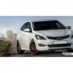 4 499 р. Накладка на передний бампер TopKontur Design Hyundai Solaris RBr седан рестайлинг (2014-2017) (Глянец под окраску, Неокрашенная)  с доставкой в г. Йошкар-Ола. Увеличить фотографию 7