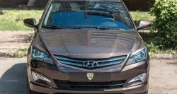 929 р. Реснички на фары Кураж Hyundai Solaris RBr седан рестайлинг (2014-2017) (Неокрашенные)  с доставкой в г. Йошкар-Ола. Увеличить фотографию 2