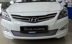 1 539 р. Сетка на бампер Russtal (хром) Hyundai Solaris RBr седан рестайлинг (2014-2017)  с доставкой в г. Йошкар-Ола. Увеличить фотографию 1