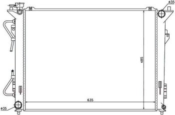 7 199 р. Радиатор двигателя (пластинчатый,2.0/2.4/3.3, АКПП) SAT  Hyundai Sonata  NF (2004-2010), KIA Magentis (2005-2010)  с доставкой в г. Йошкар-Ола. Увеличить фотографию 1