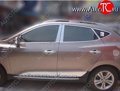 3 749 р. Накладки на верхнюю часть по периметру окон боковых дверей СТ Hyundai Tucson LM (2010-2017) (Неокрашенные)  с доставкой в г. Йошкар-Ола