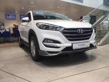 5 649 р. Накладка на передний бампер АвтоКрат  Hyundai Tucson  TL (2015-2018) дорестайлинг (Неокрашенная)  с доставкой в г. Йошкар-Ола. Увеличить фотографию 1