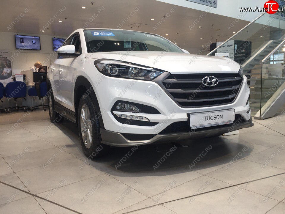 5 649 р. Накладка на передний бампер АвтоКрат Hyundai Tucson TL дорестайлинг (2015-2018) (Неокрашенная)  с доставкой в г. Йошкар-Ола