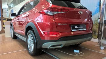 5 649 р. Накладка на задний бампер АвтоКрат Hyundai Tucson TL дорестайлинг (2015-2018) (Неокрашенная)  с доставкой в г. Йошкар-Ола. Увеличить фотографию 3