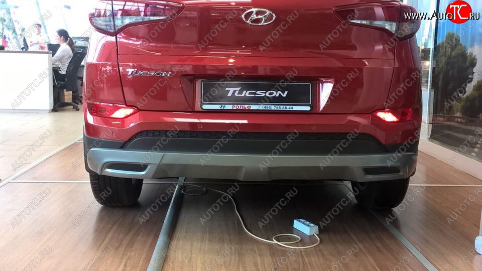 5 649 р. Накладка на задний бампер АвтоКрат Hyundai Tucson TL дорестайлинг (2015-2018) (Неокрашенная)  с доставкой в г. Йошкар-Ола