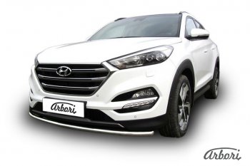 11 789 р. Защита переднего бампера Arbori (нержавейка, 1 труба d42 mm). Hyundai Tucson TL дорестайлинг (2015-2018)  с доставкой в г. Йошкар-Ола. Увеличить фотографию 2