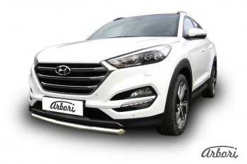 14 291 р. Защита переднего бампера Arbori (нержавейка, 1 труба d57 mm). Hyundai Tucson TL дорестайлинг (2015-2018)  с доставкой в г. Йошкар-Ола. Увеличить фотографию 2