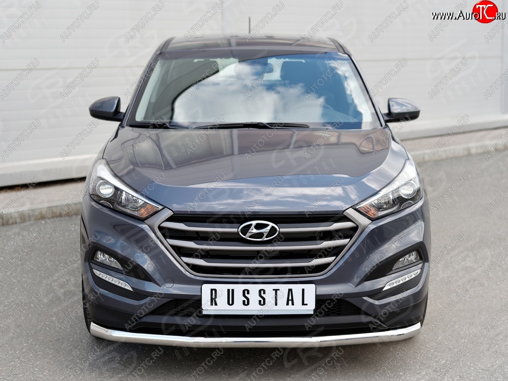 17 749 р. Защита переднего бампера (Ø63 мм, нержавейка) SLITKOFF Hyundai Tucson TL дорестайлинг (2015-2018)  с доставкой в г. Йошкар-Ола